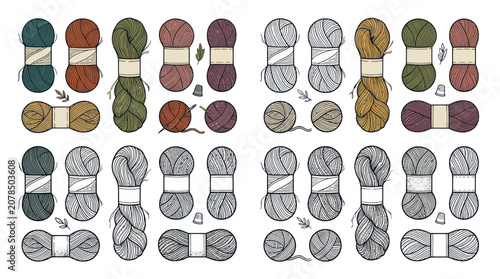 Photos Variety of colored yarn balls.