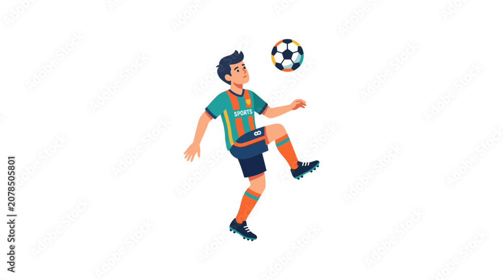 Obraz premium Soccer player performing a high kick action move.