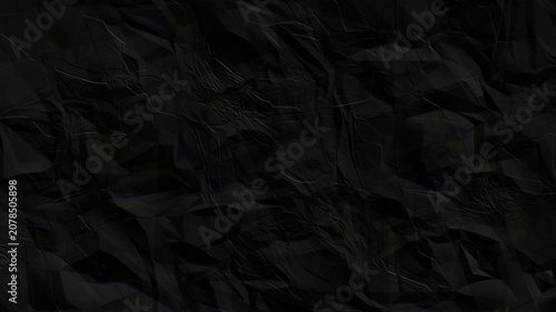 Tableau sur toile Crumpled black paper texture background, wrinkled dark charcoal parchment sheet,
