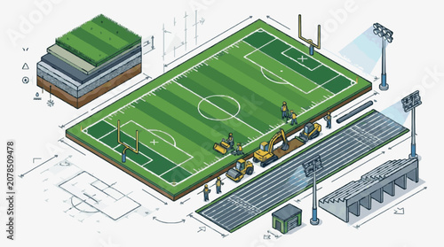 Bild auf Leinwand Modern Soccer Stadium Infrastructure Setup.