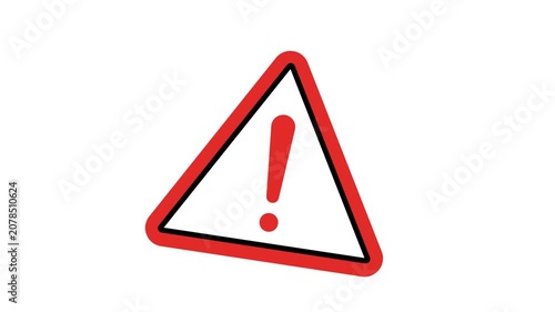2d Animation caution alert risk safety danger road warning sign sign symbol animated motion graphic footage with alpha channel or transparency background
