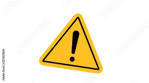 2d Animation caution alert risk safety danger road warning sign sign symbol animated motion graphic footage with alpha channel or transparency background