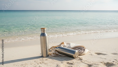 Sustainable Travel Essentials on a Pristine Tropical Beach