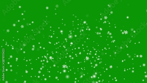 Realistic Snowflakes Falling Slowly On green Background With Natural Snow Drift And Soft Winter Atmosphere Effect