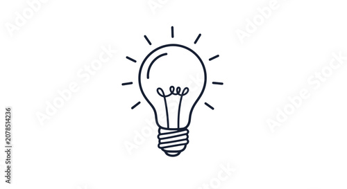 Simple Line Drawing of Light Bulb.