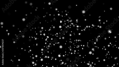 Realistic Snowfall Overlay Animation On Black Background With White Snow Particles Floating Gently For Holiday Design