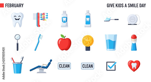 Dental care healthy smile icons.