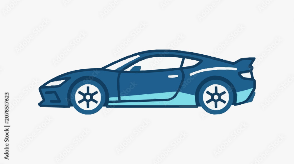 Fototapeta premium Modern Sporty Blue Racing Car Illustration.