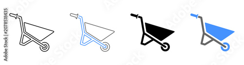 Fotografie Agricultural Transport Soil Carrier Yard Equipment Icon Set Vector Illustration