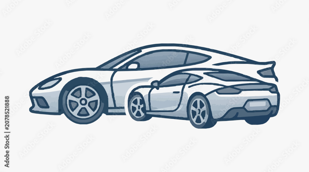 Fototapeta premium Modern Sporty Silver Car Concept.