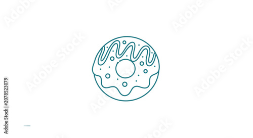 Simple Line Drawing of a Donut with Icing.