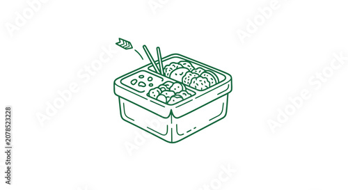 Sushi in Container with Chopsticks.