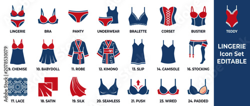 Fotografie Variety of Lingerie and Undergarments Displayed.