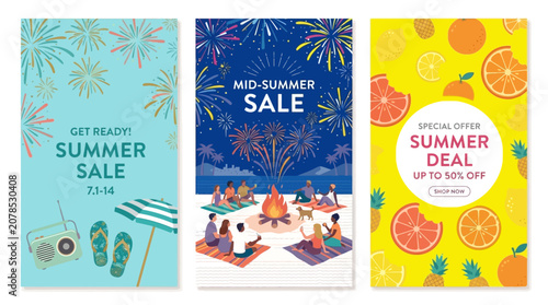 Summer Sale Announcements with Fun and Vibrant Designs