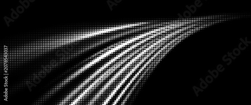 Abstract Black and White Halftone Wave Background with Flowing Dotted Gradient Pattern. Vector ilustration
