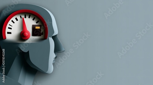 Conceptual representation of mental energy gauge in human head silhouette