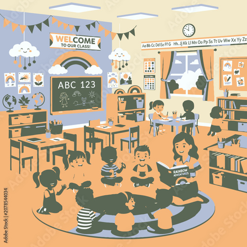 Children sitting on floor reading books.