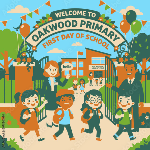 Children walking to primary school.