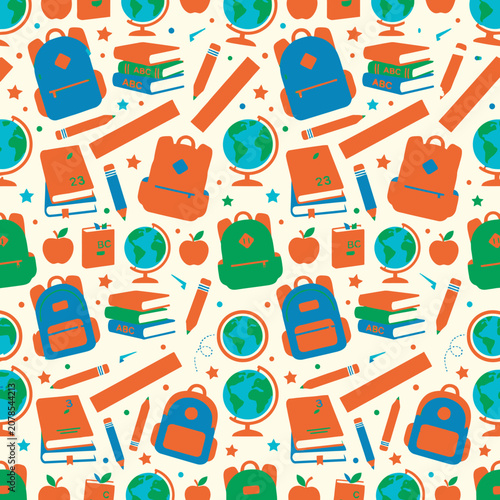 Colorful school supplies pattern for kids.