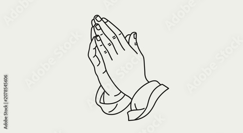 Outlined hands in prayer on a neutral background vector illustration