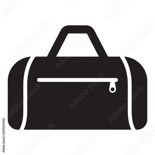 Simple black duffel bag with white accents and handle icon