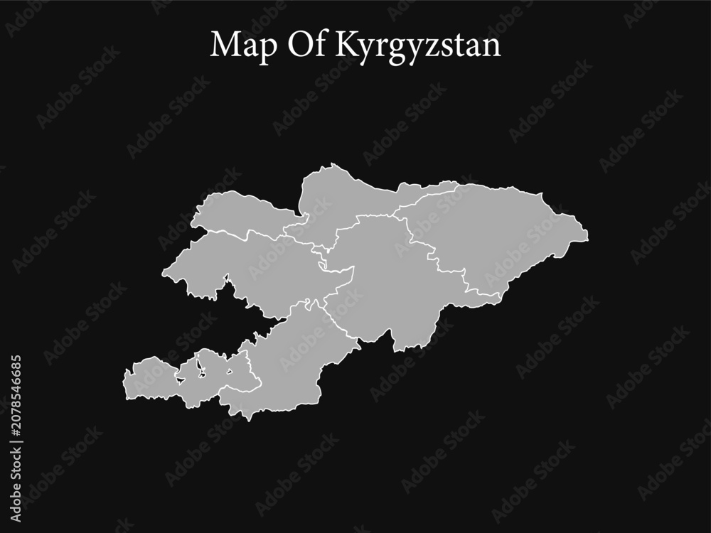 Fototapeta premium Map of Kyrgyzstan simple vector illustration with administrative divisions isol