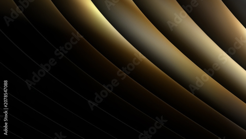 Abstract golden metallic waves background featuring elegant curving layers with soft gradient lighting for sophisticated modern graphic design projects and luxury corporate visual presentations