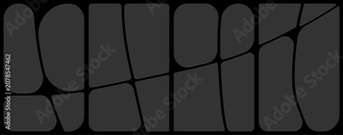 Φωτογραφία Complex dark grey organic puzzle shapes on black background for sophisticated visual art