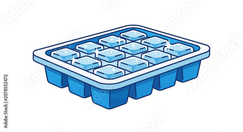 Cartoon Ice Cube Tray with Frozen Water Cubes