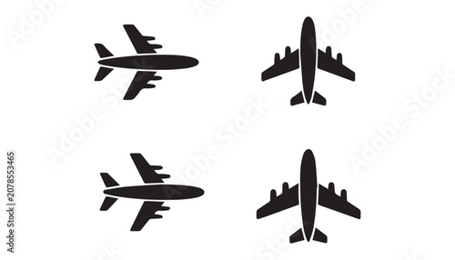 Tableau sur toile black and white silhouette set of plane very high quality vector illustration