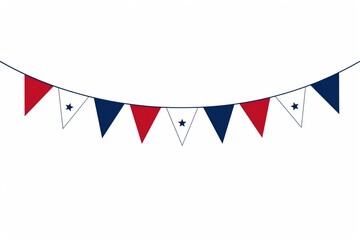 Juneteenth Bunting Garland with Hanging Pennants, Vector Decoration Isolated on White Background