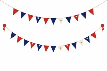 Juneteenth Bunting Garland with Hanging Pennants, Vector Decoration Isolated on White Background