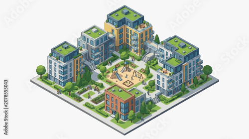 Bild auf Leinwand Modern Urban Residential Complex with Green Spaces.