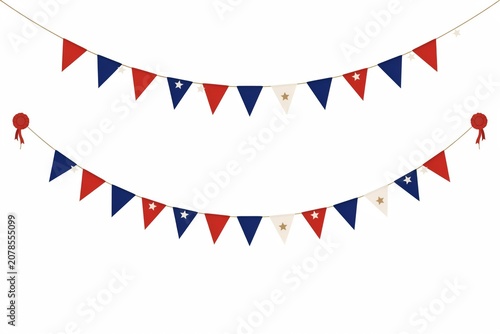 Juneteenth Bunting Garland with Hanging Pennants, Vector Decoration Isolated on White Background