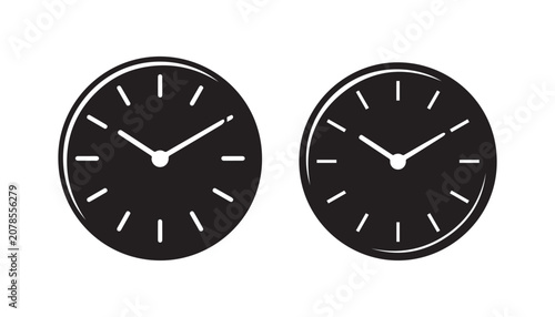 Obraz na plátne black and white silhouette set of wall Clock very high quality vector illustration
