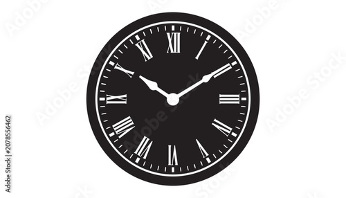 Tableau sur toile black and white silhouette of wall Clock very high quality vector illustration