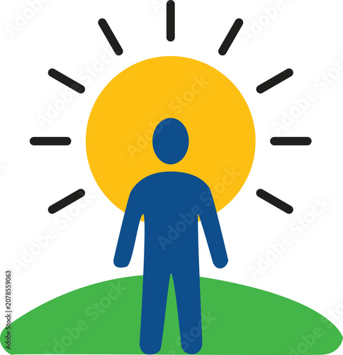 Mental Health and Wellness Symbol Human Figure Standing in Nature