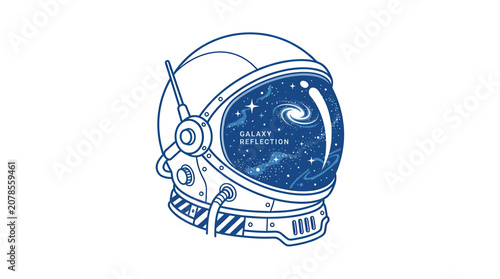 Astronaut Helmet Reflecting Galaxy and Stars, Space Exploration Concept