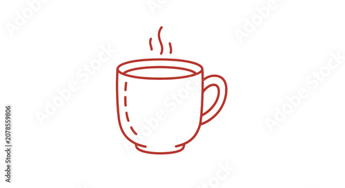 Simple Line Drawing of Coffee Mug.