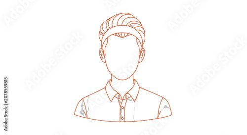 Man Wearing Turban Illustration Outline.