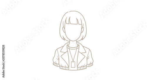 Simple Line Drawing of a Woman.