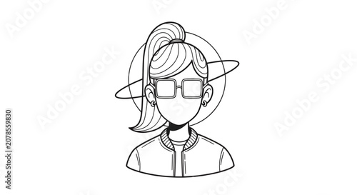 Young Woman Wearing Glasses Illustration.