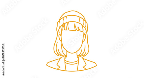 Simple Line Drawing of a Womans Head.