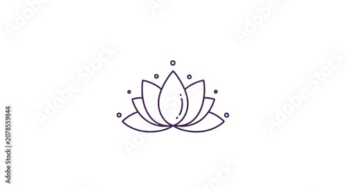 Simple Line Drawing of Lotus Flower.