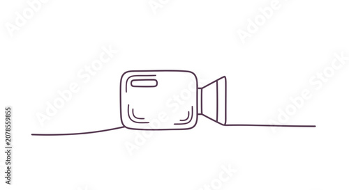 Simple Line Drawing of Old Camera.