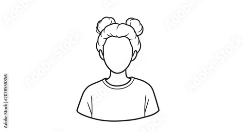 Simple Line Drawing of a Woman.