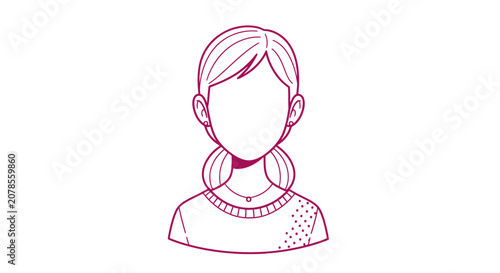 Simple Line Drawing of a Woman.