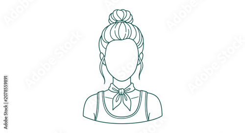 Woman with Hair in Bun Illustration.
