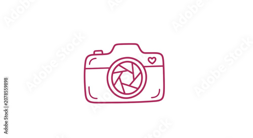 Simple Line Drawing of Camera Icon.