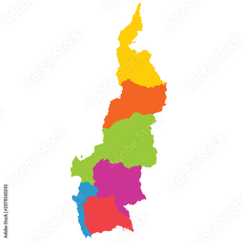 Detailed vector map of West Sulawesi (Sulawesi Barat) province with 6 regencies.